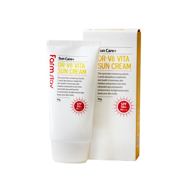 FARM STAY DR-V8 Vita Sun Cream SPF50+ PA+++ Солнцезащитный крем для лица с витаминами, 70 гр. FARM STAY DR-V8 Vita Sun Cream SPF50+ PA+++ Солнцезащитный крем для лица с витаминами, 70 гр.